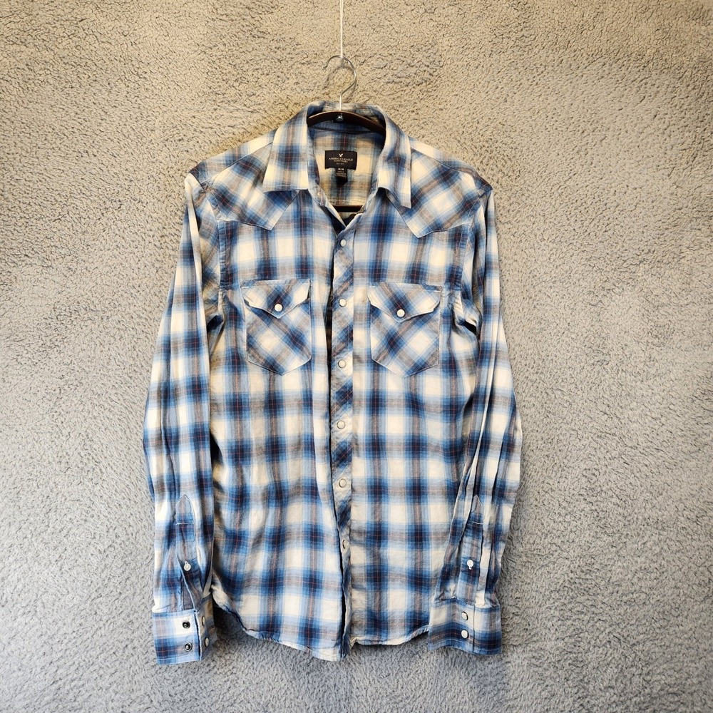 American Eagle Outfitters Snap Up Shirt Mens Size Medium Vintage Fit Plaid